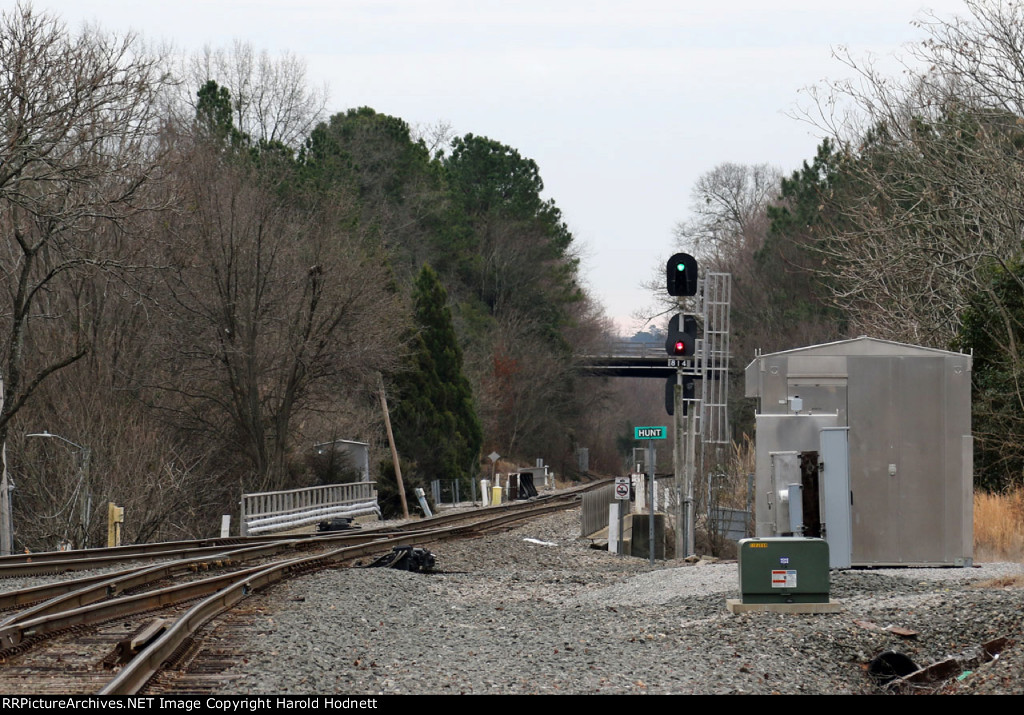 The signals at Hunt Norfolk Southern NC line mp 81.4